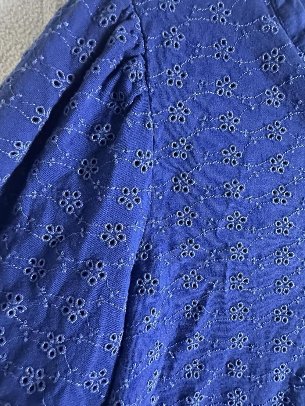 J. JILL Cotton Pullover 3/4 Sleeve Blouse Navy Blue Eyelet Lace V Neck Sz XL - Picture 4 of 15